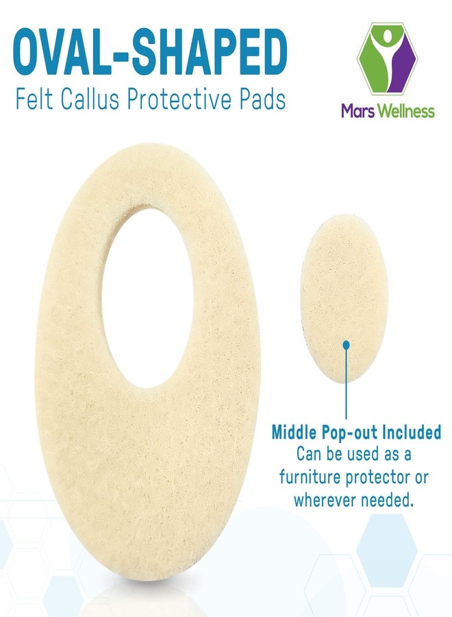 MARS WELLNESS Oval Shaped Felt Callus Protective Pads - Adhesive Foot Pads That Surround Calluses from Rubbing On Shoes - 1/8" - 25 Pack - Image 2